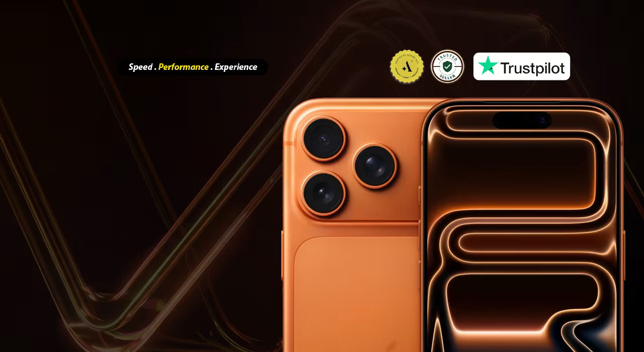 apple iphone 17 pro max orange color used condition with trust pilot review badge